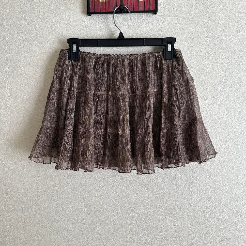 handmade gold shimmer circle ruffled mini skirt - Picture 9 of 11